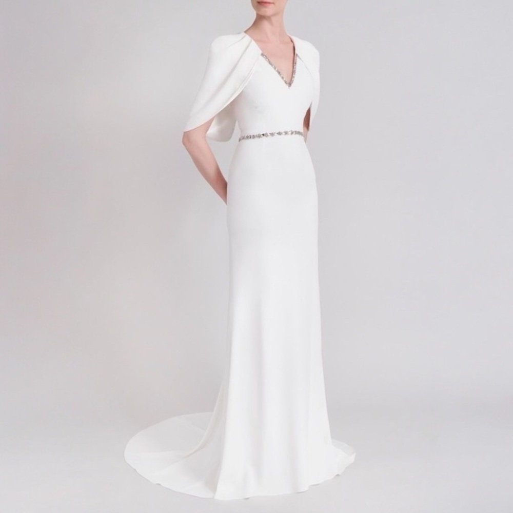US 10 Jenny Packham Beaded Crepe Dress NWT